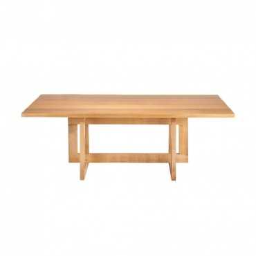 Square & square wood leg yellow meranti full solid dining table